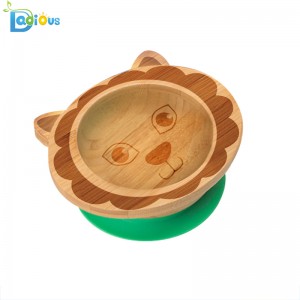 Пользовательский логотип Stay Put всасывающие пластины для малышей Бамбуковая тарелка всасывания BPA бесплатно Бамбуковая тарелка